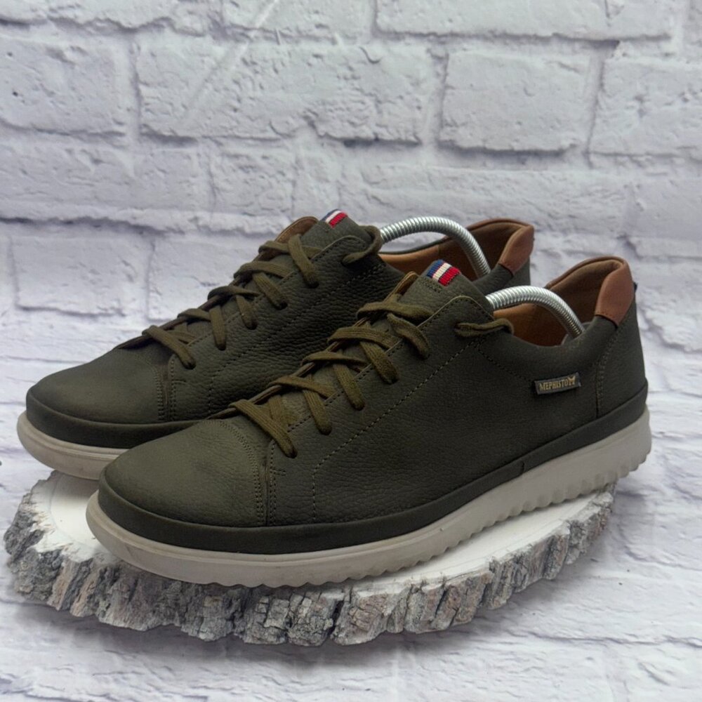 Mephisto Thomas Men's Sneaker Size US 11 Green Leather Air-Jet Walking Shoes - Picture 4 of 12
